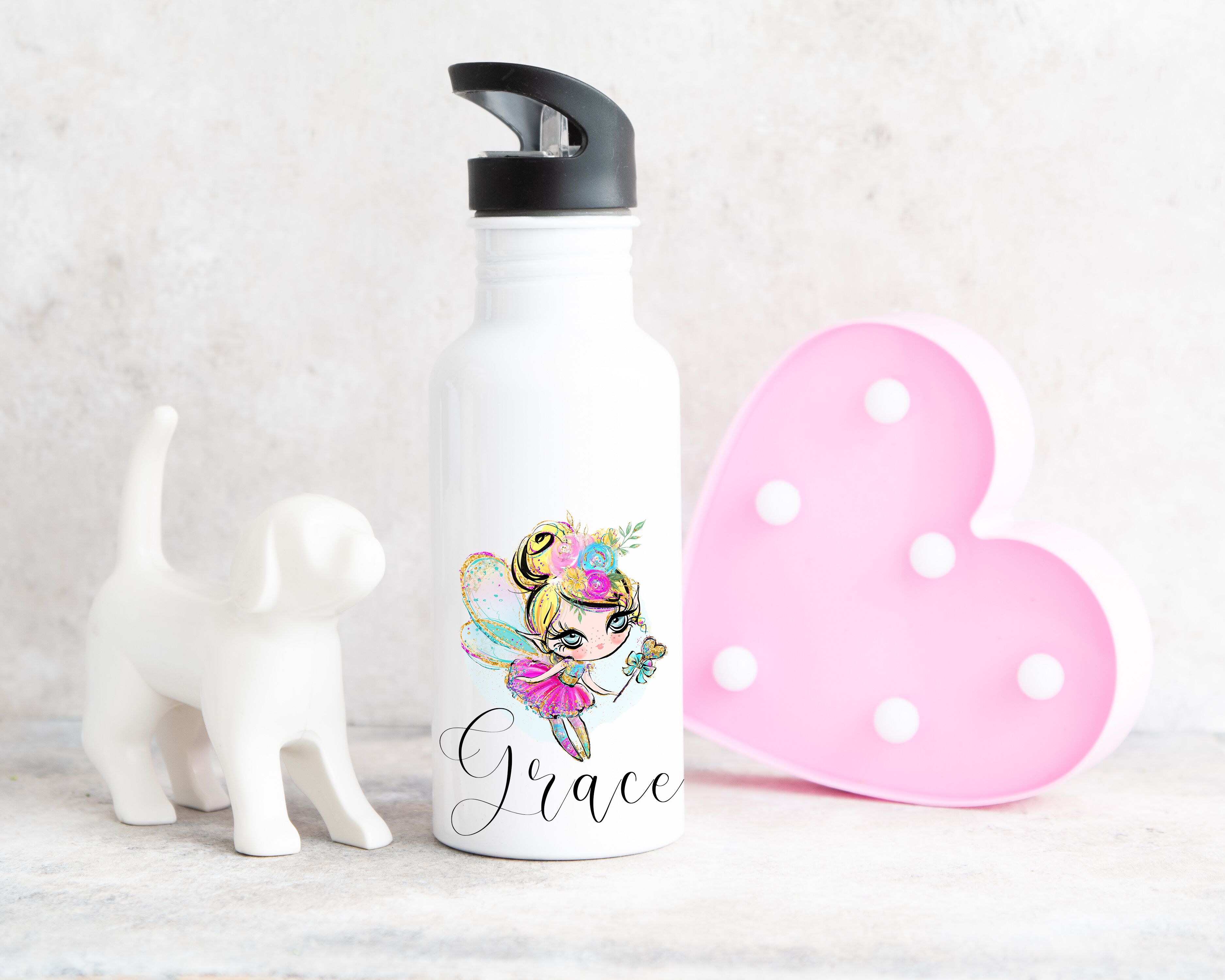 Personalised Fairy Straw Water Bottle